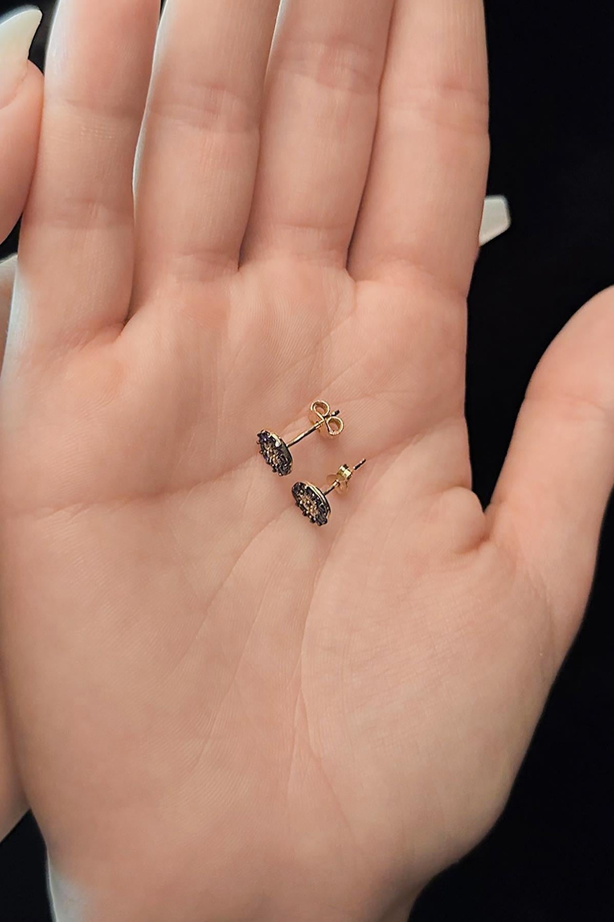 14K Gold Evil Eye Stud Earrings