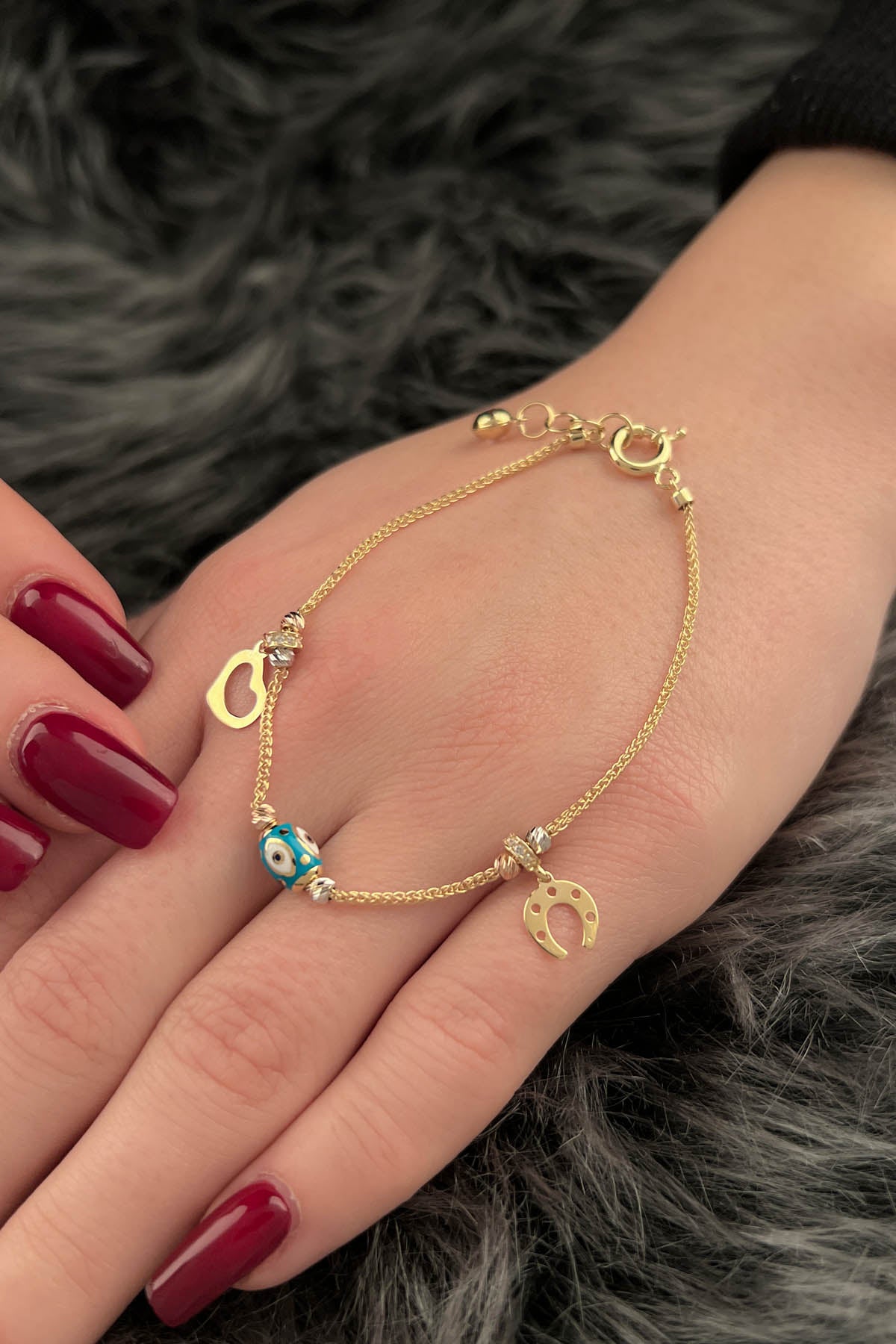 14K Gold Eye Detailed Lucky Bracelet