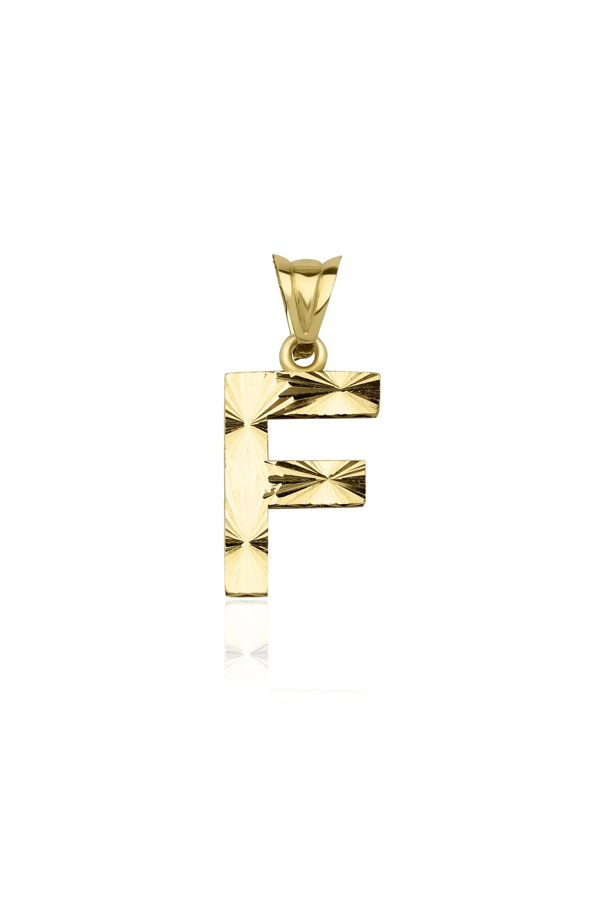 14K Gold F Letter Mini Shine Pendant