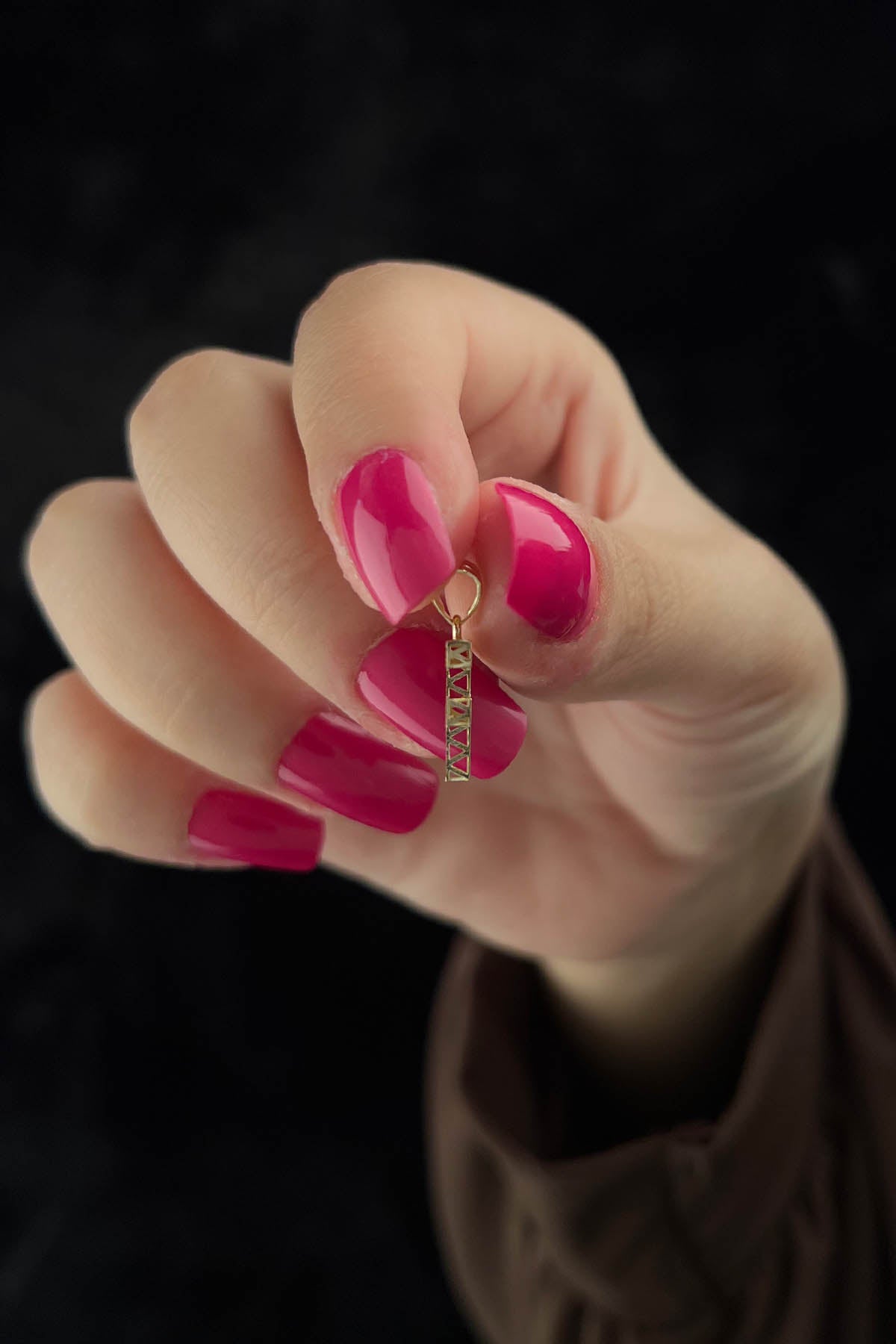 14K Gold F Letter Mini Shine Pendant