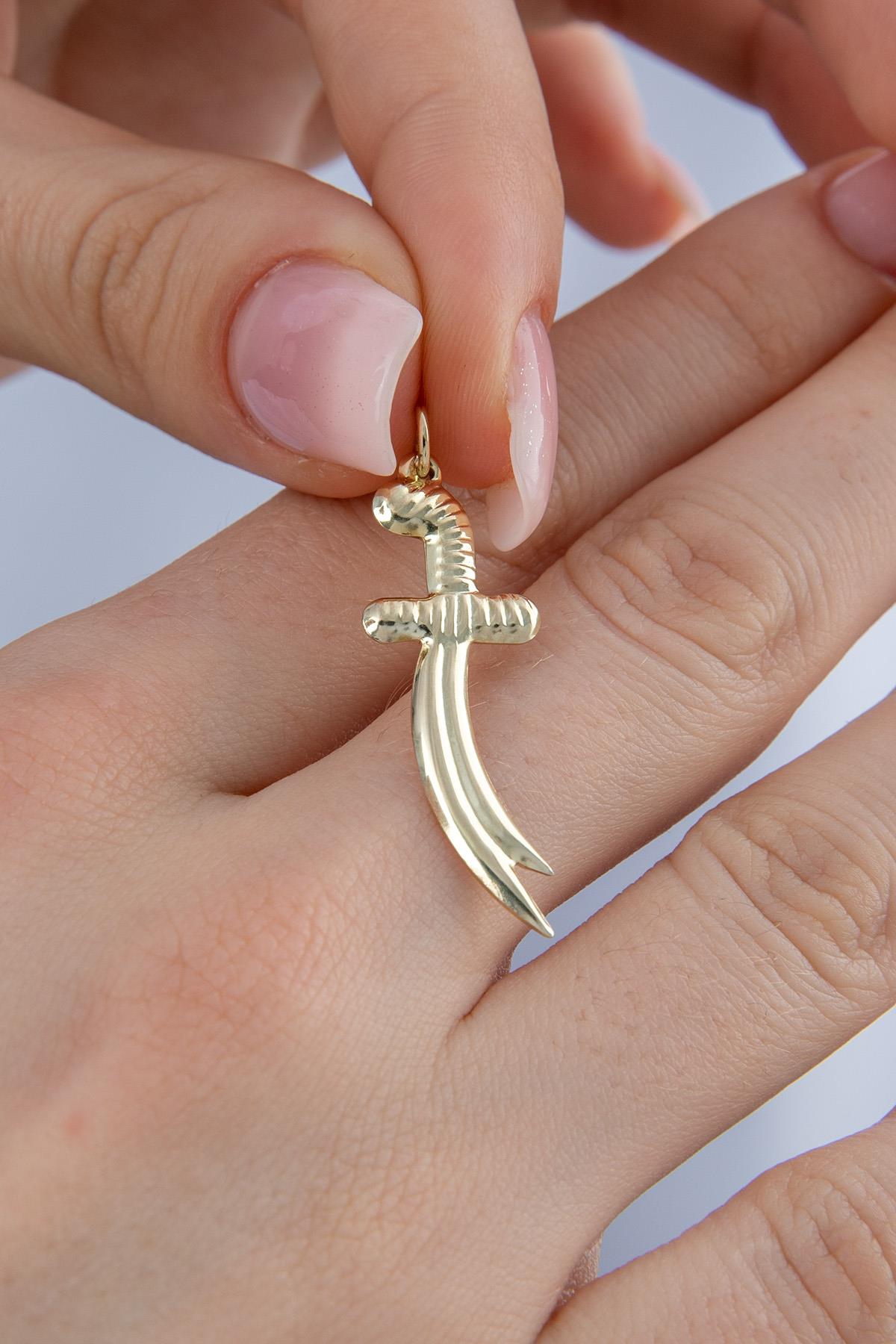 14K Gold Faceted Zulfiqar Sword Charm