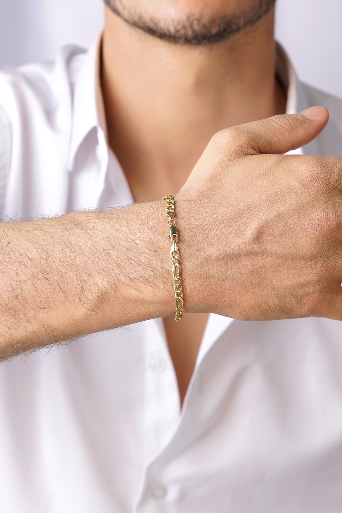 14K Solid Gold Figaro Bracelet  0.163 inch
