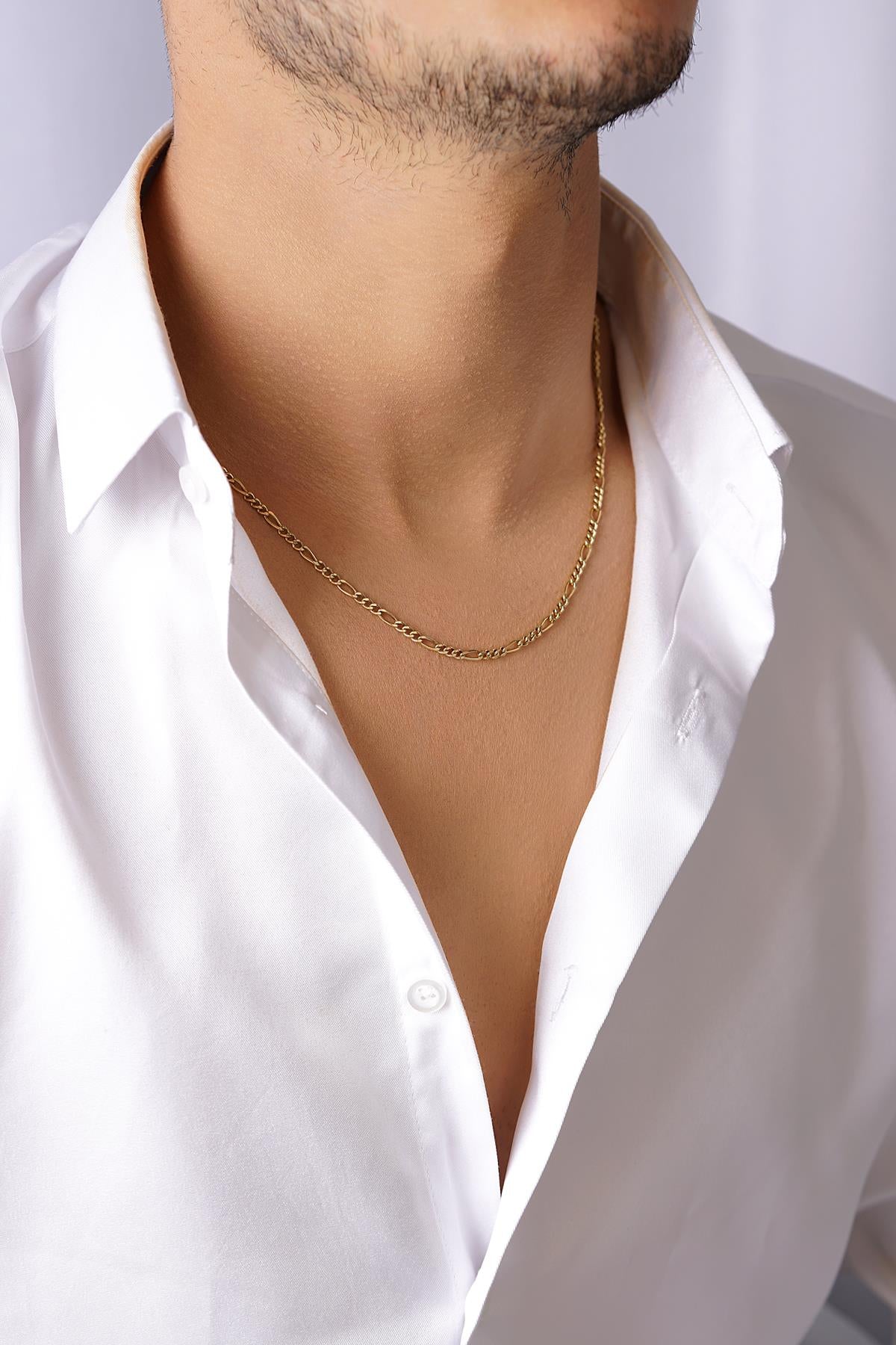 14K Solid Gold Figaro Chain  0.110 inch