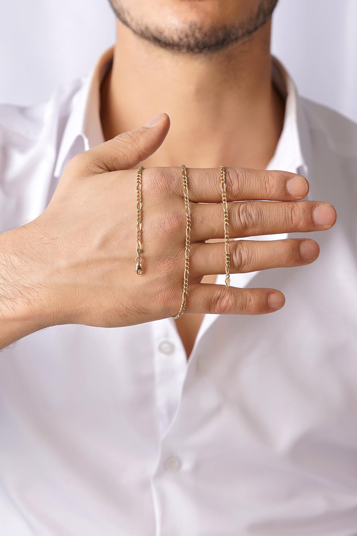 14K Solid Gold Figaro Chain  0.110 inch