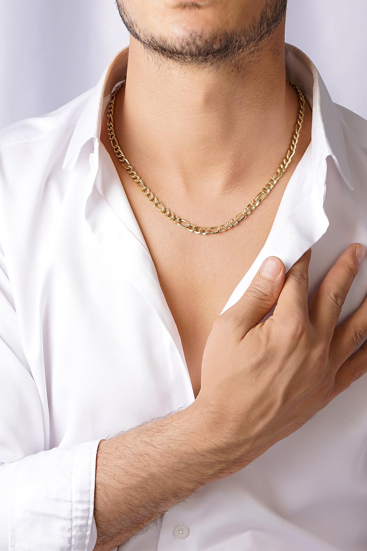 14K Solid Gold Figaro Chain   0.190 inch