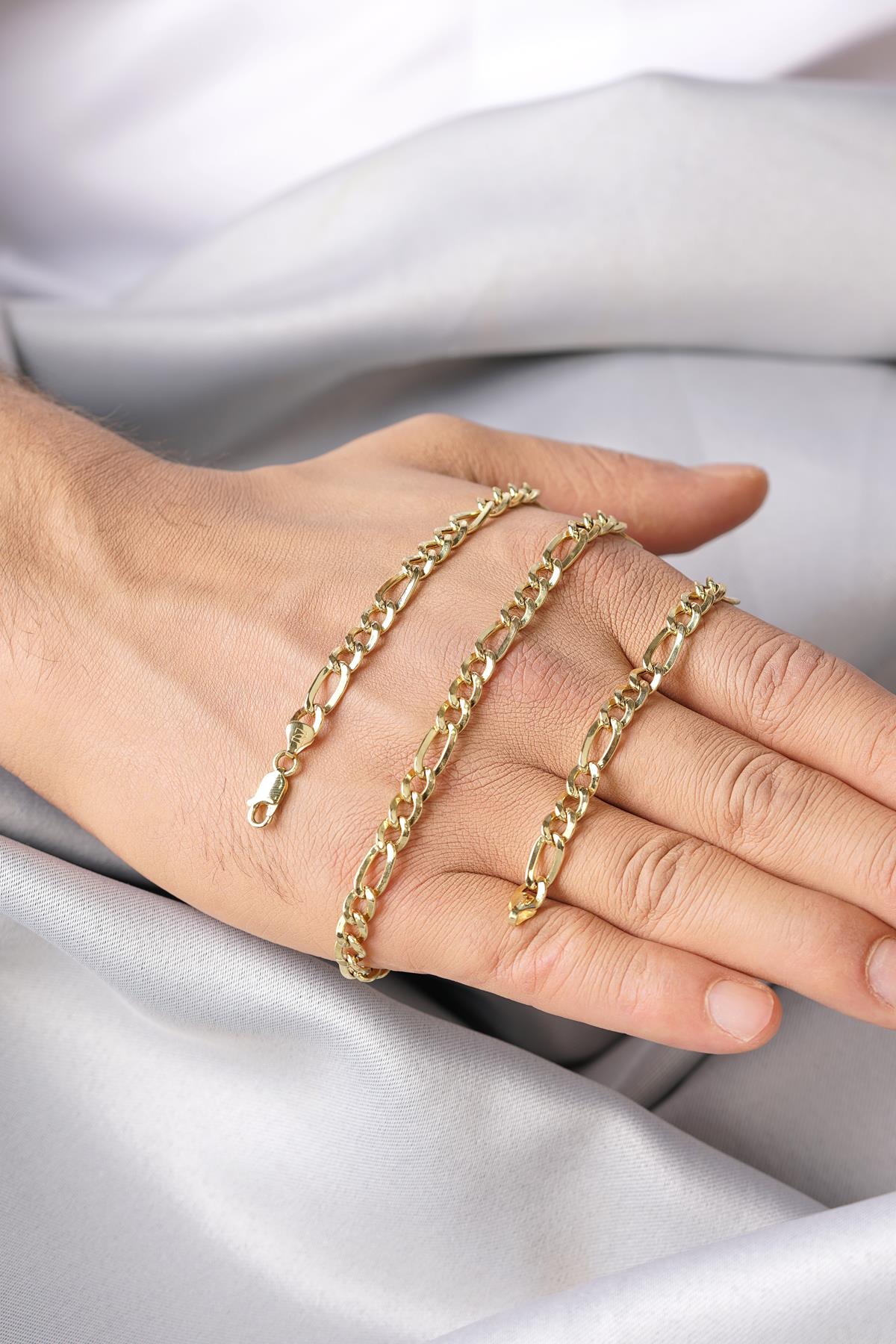14K Solid Gold Figaro Chain   0.190 inch