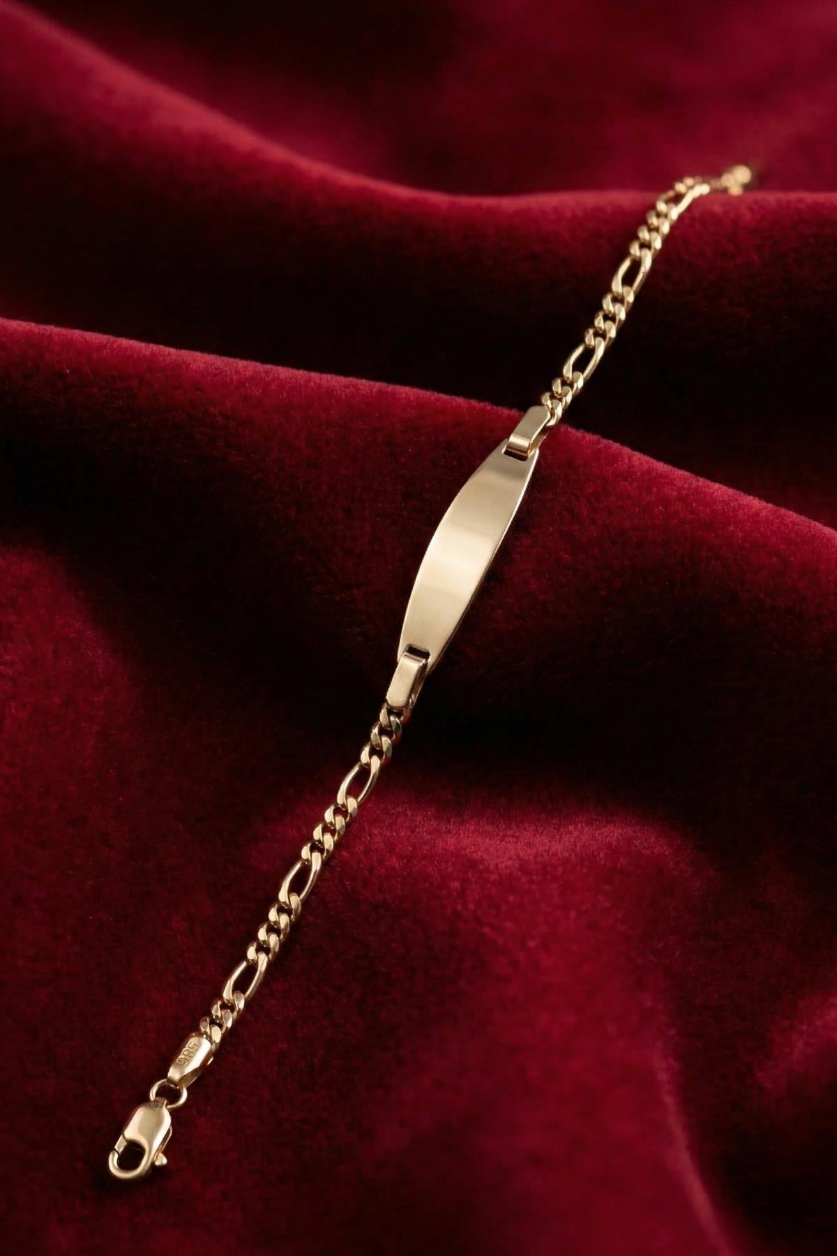 14K Gold Figaro Oval Baby ID Bracelet