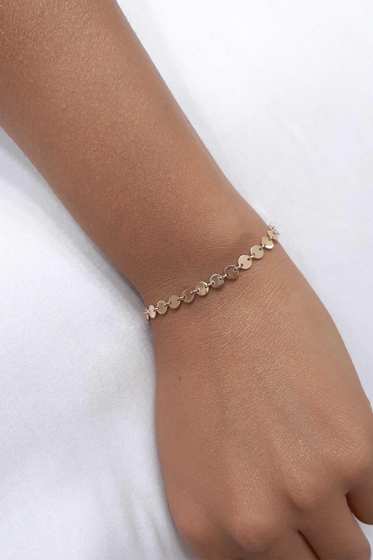 14K Gold Filled Sequin Disc Chain Bracelet  2