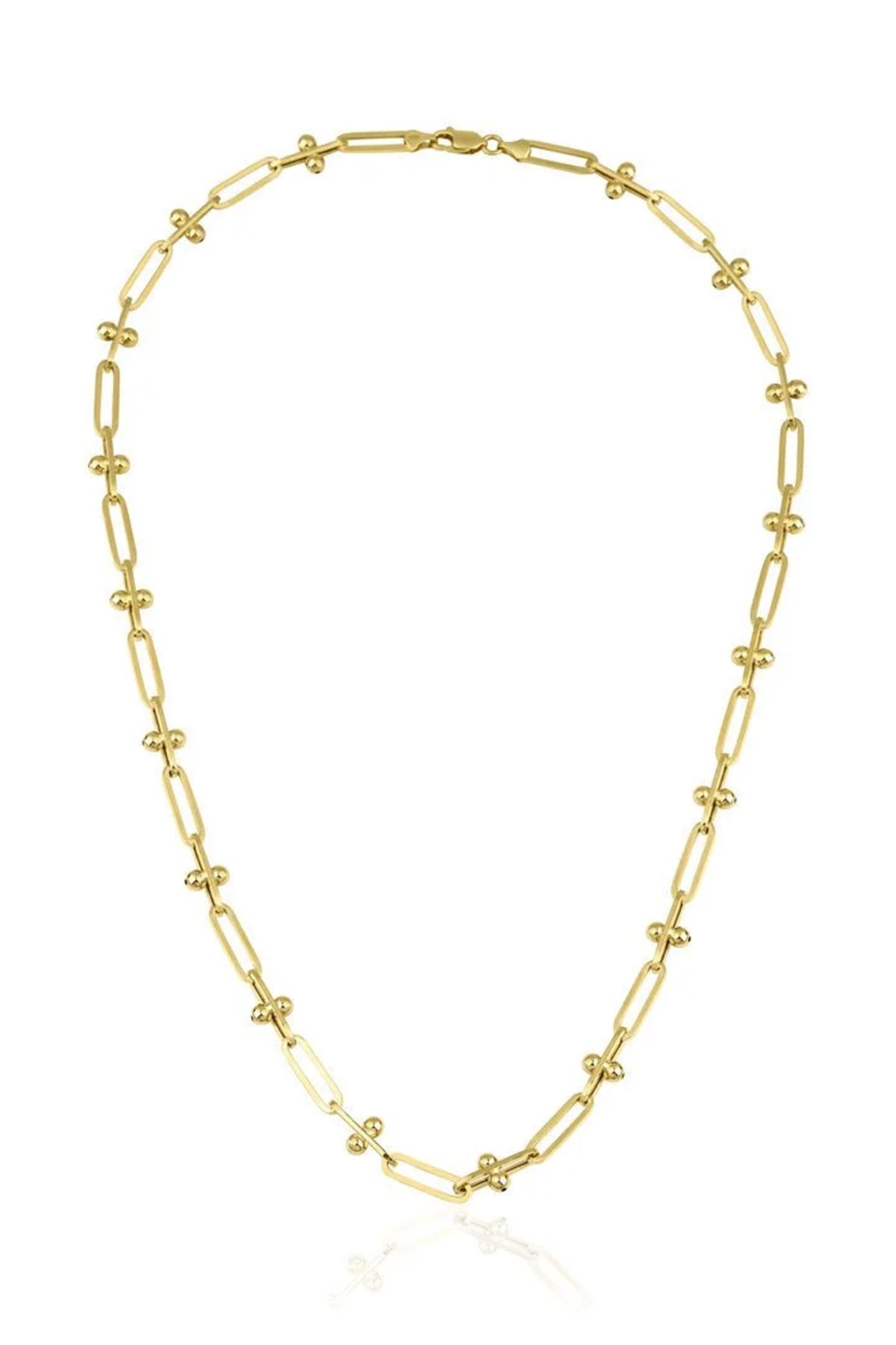14K Gold Fine Bauble Paperclip Chain