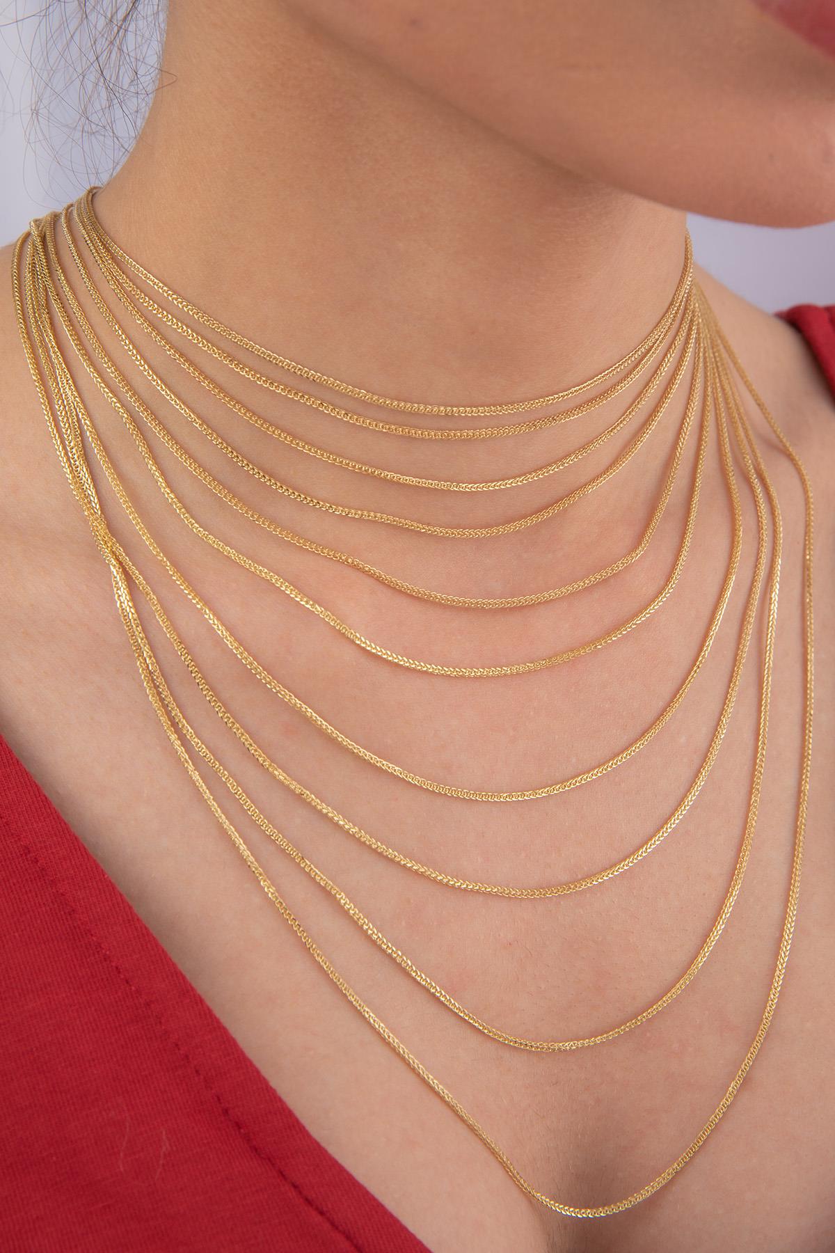 14K Gold Fine Foxtail Necklace   0.041 inch