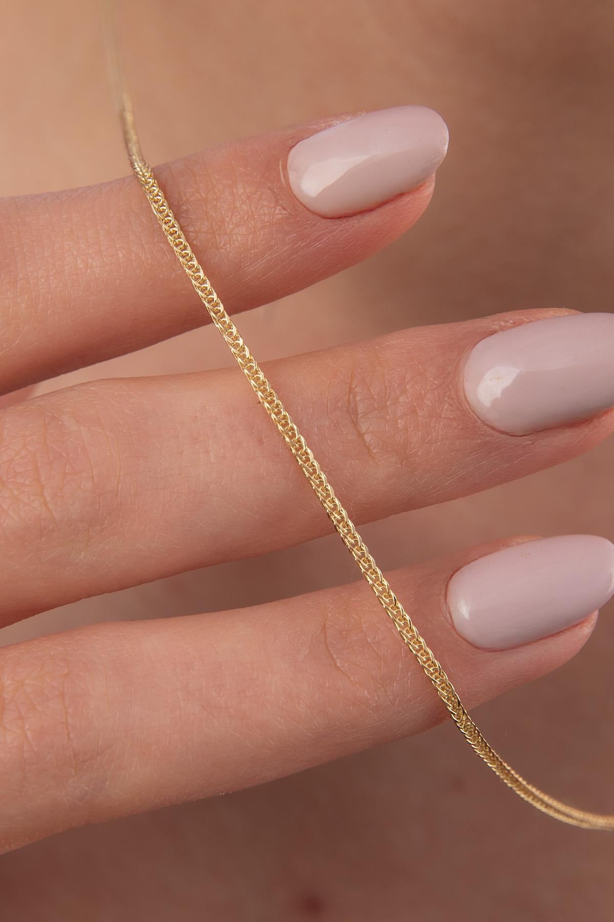 14K Gold Fine Foxtail Necklace   0.041 inch