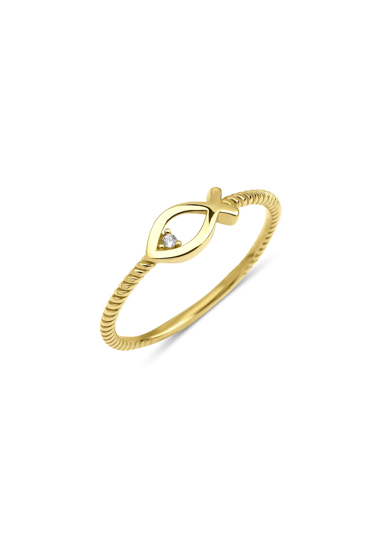14K Gold Fish Shaped Ring