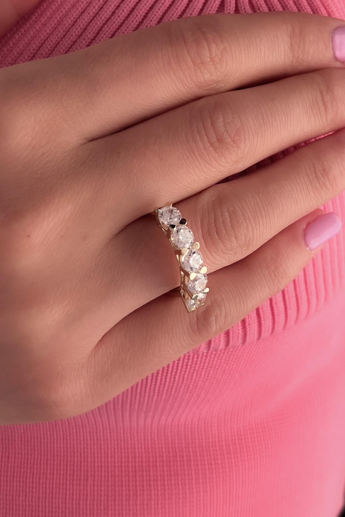 14K Gold Five-Stone Anniversary Band