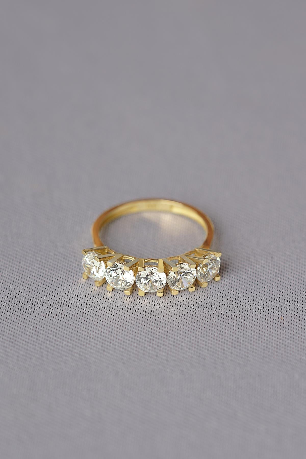 14K Gold Five-Stone Anniversary Band