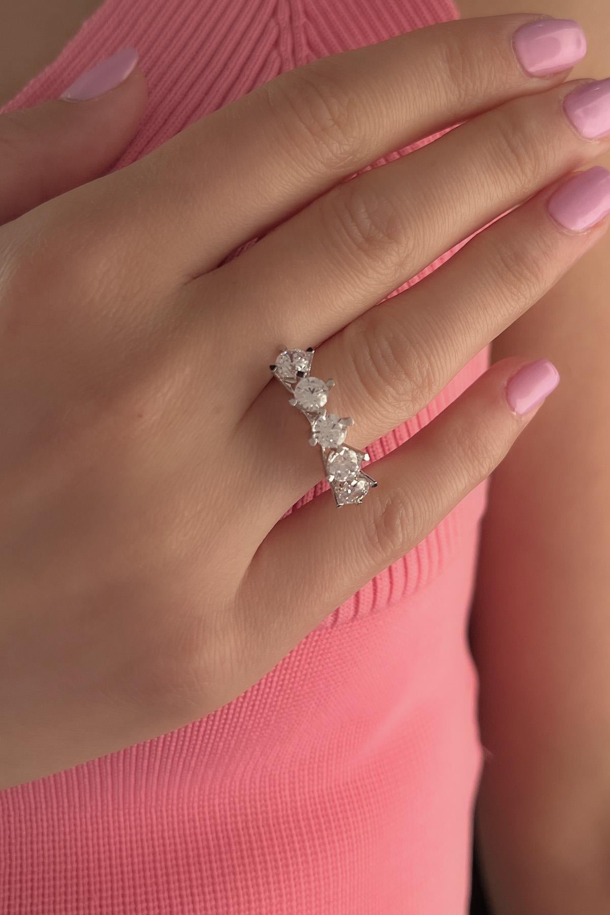 14K Gold Five Stone Ring