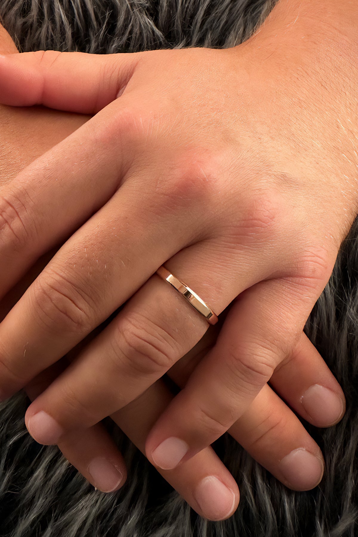 14K Gold Flat Court Shape Man Wedding Ring  0.122 inch