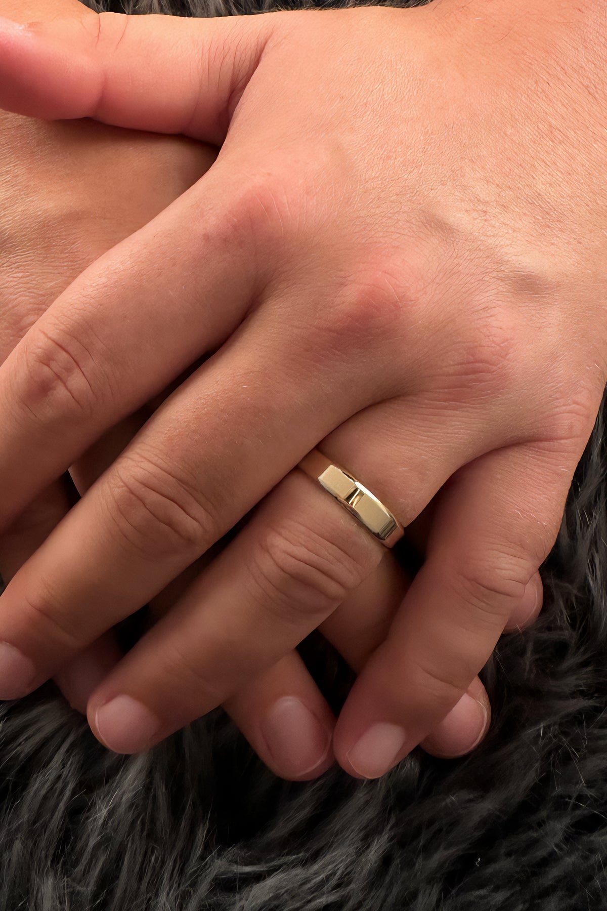 14K Gold Flat Court Shape Man Wedding Ring  0.196 inch