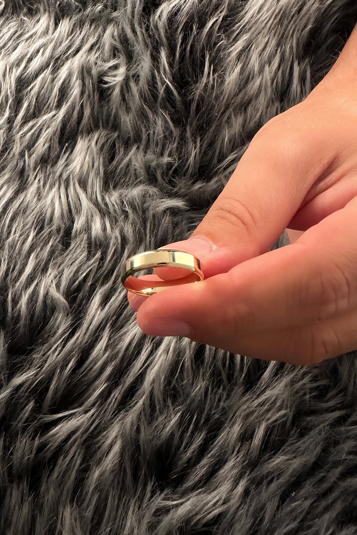 14K Gold Flat Court Shape Man Wedding Ring  0.196 inch