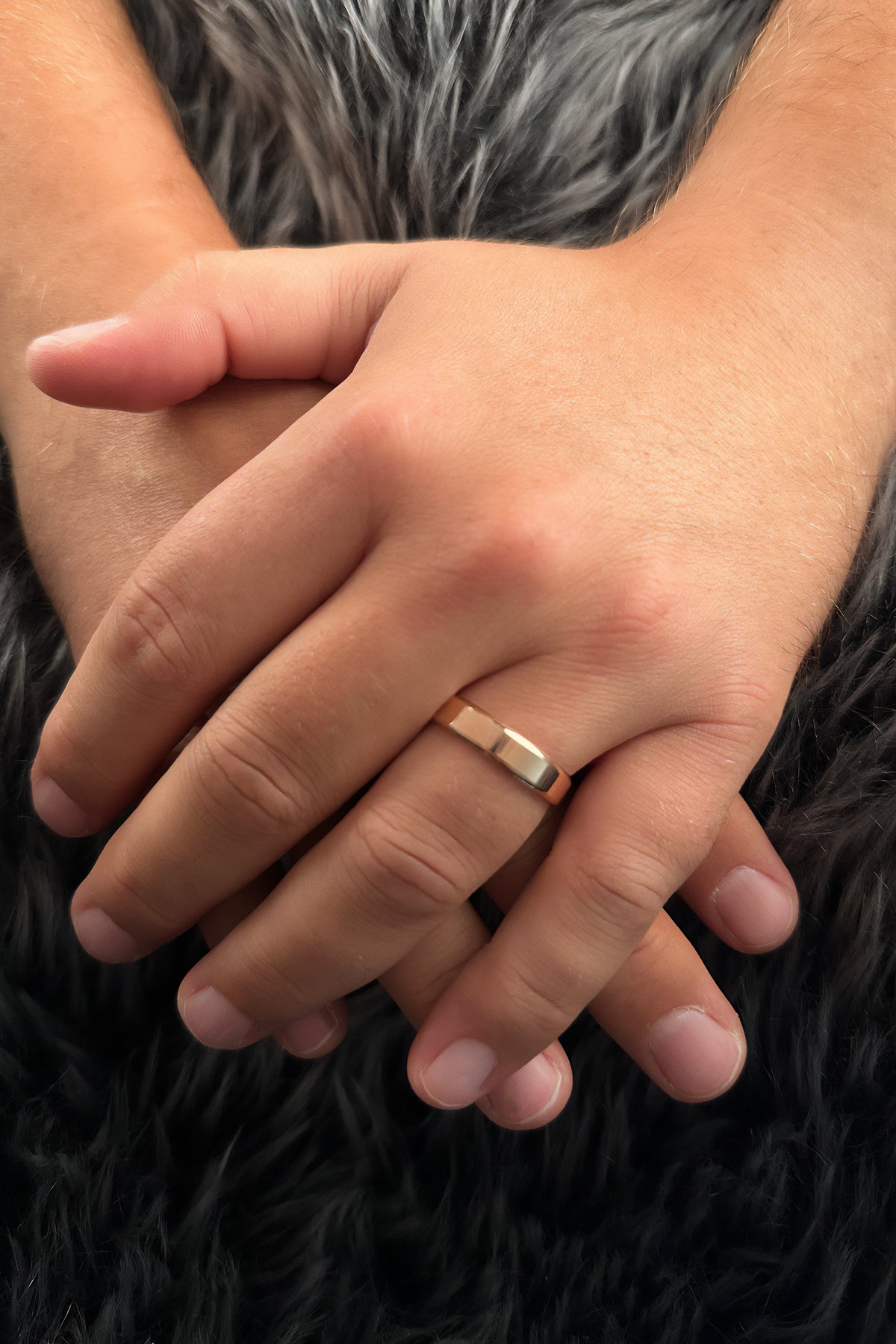 14K Gold Flat Court Shape Man Wedding Ring  0.196 inch