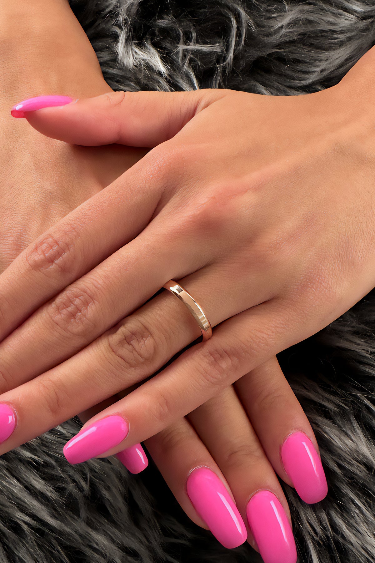 14K Gold Flat Court Shape Women Wedding Ring  0.122 inch