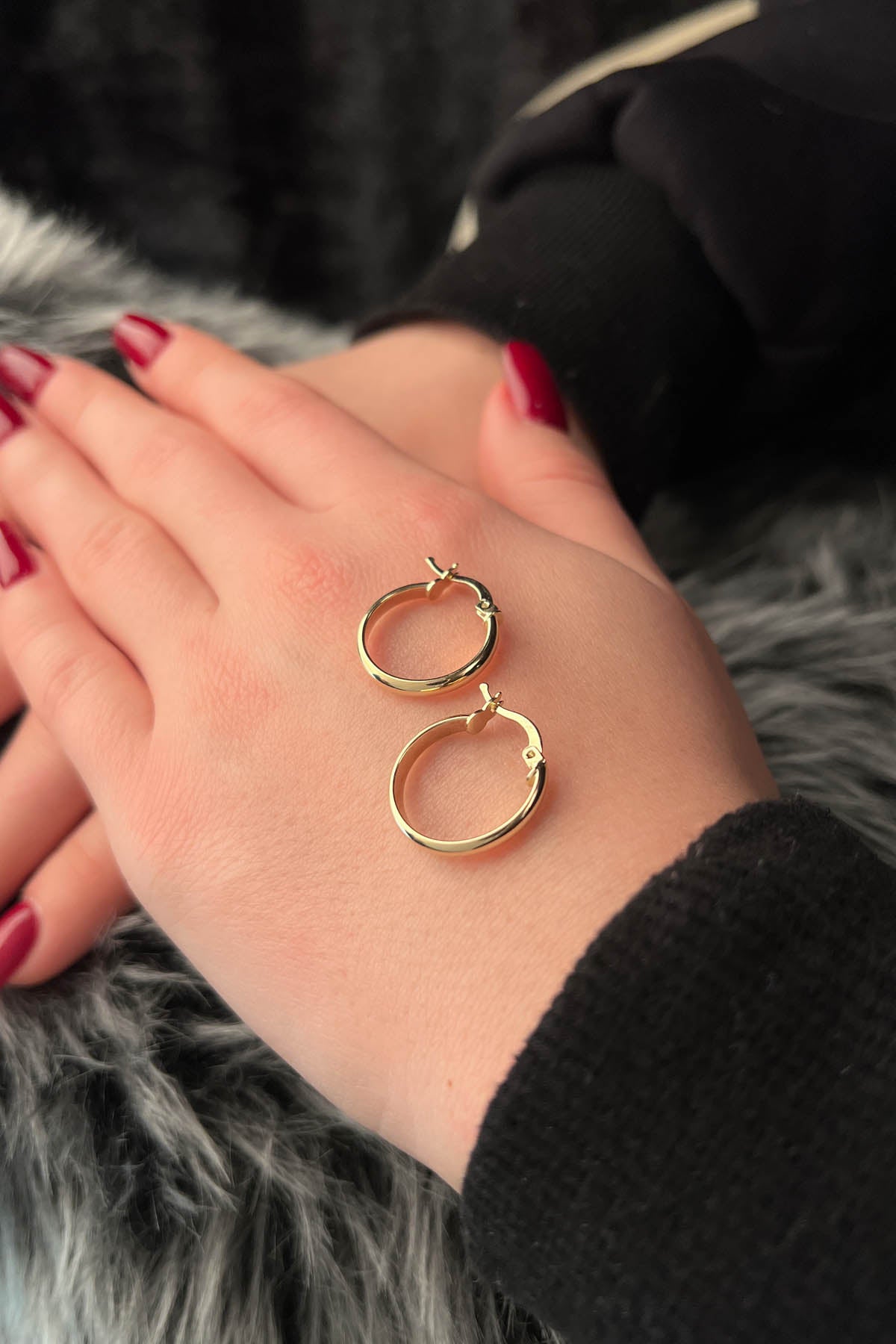14K Gold Flat Hoop Earrings