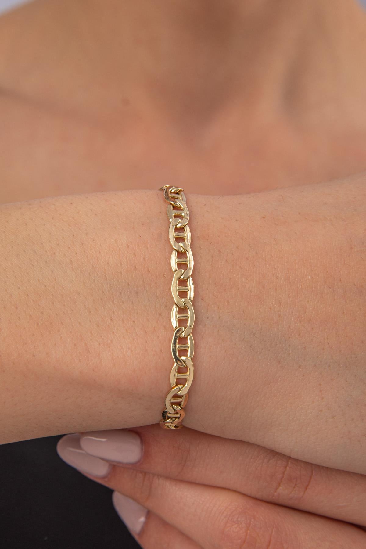 14K Gold Flat Mariner Bracelet   0.196 inch