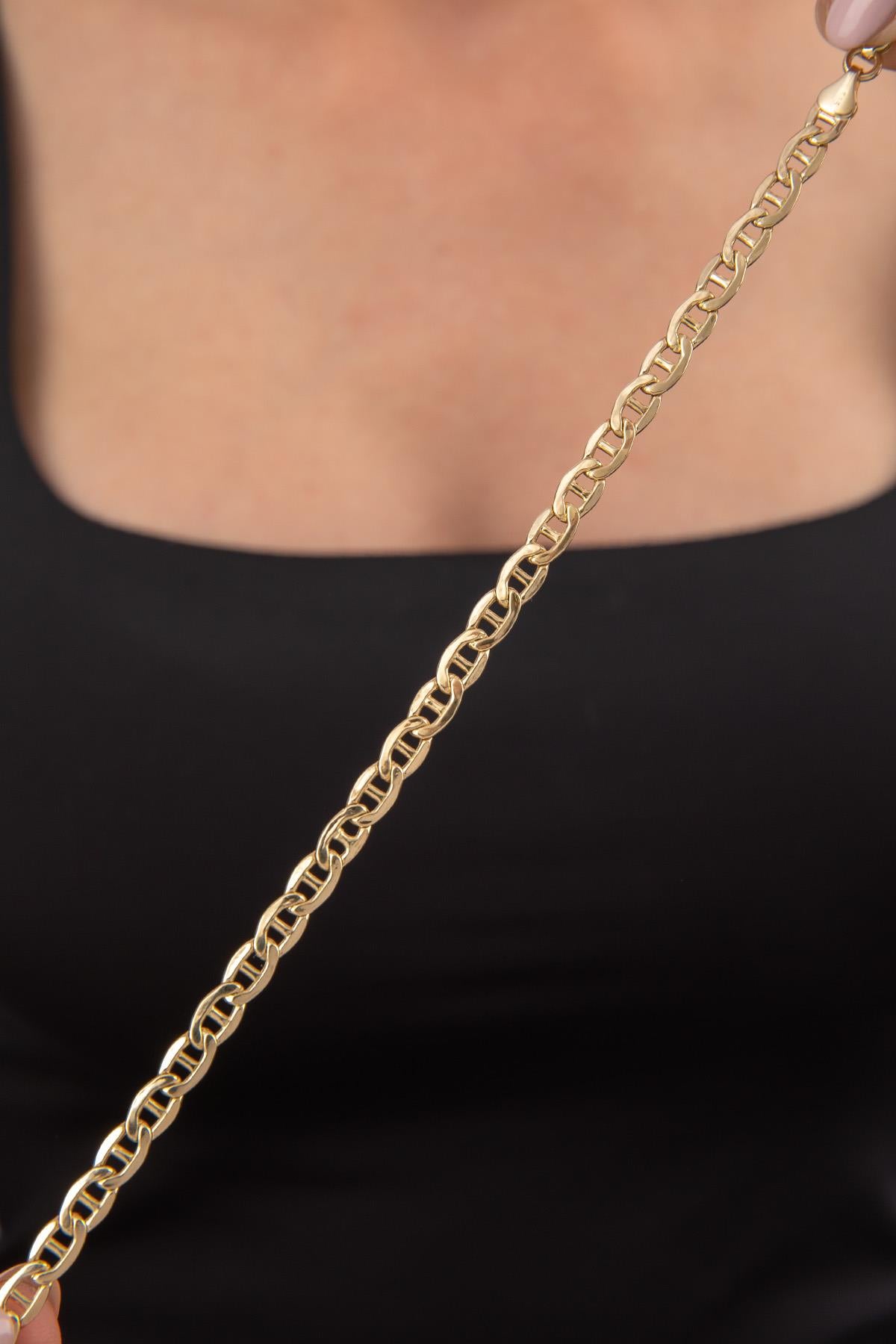 14K Gold Flat Mariner Bracelet   0.196 inch