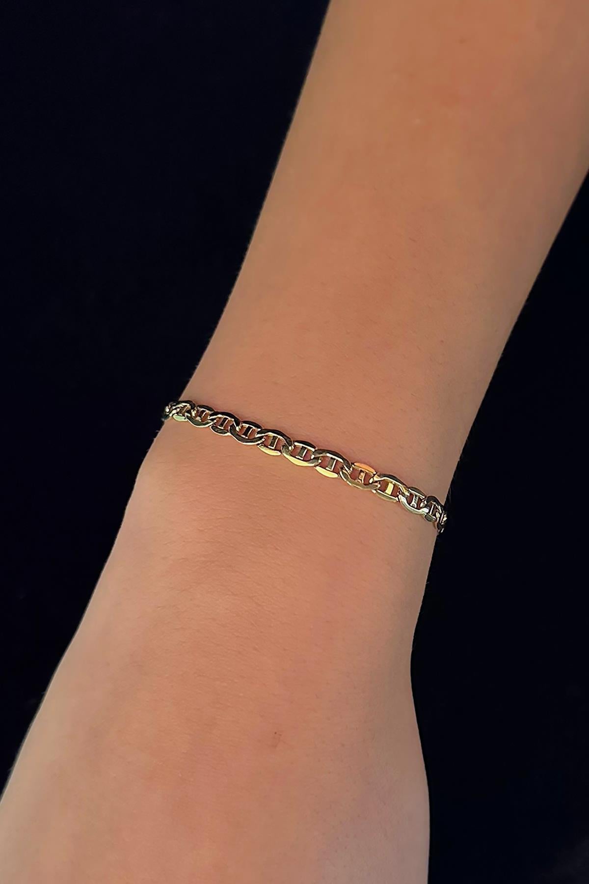 14K Gold Flat Mariner Bracelet