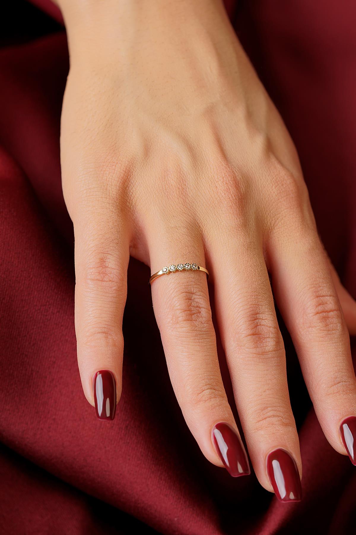 14K Gold Floral Five-Stone Ring