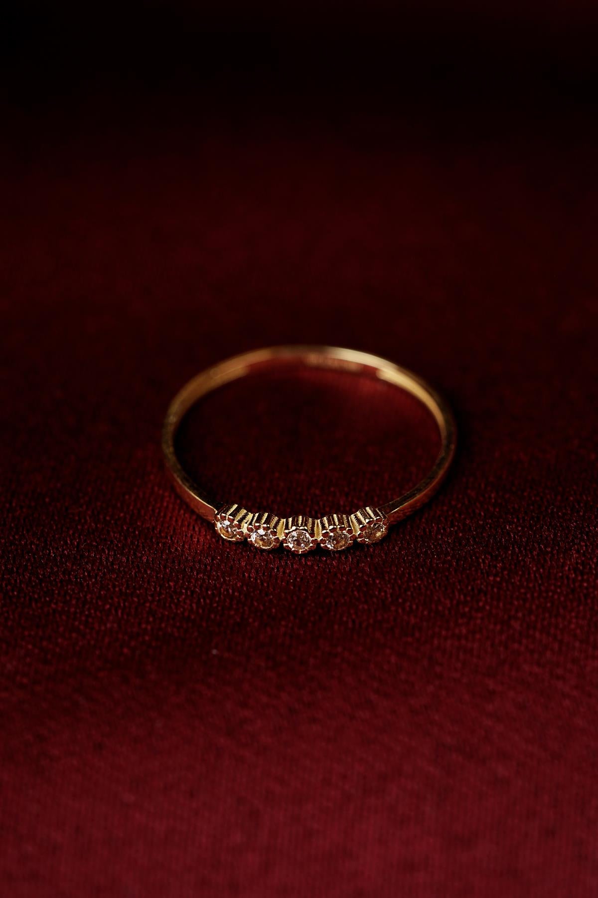 14K Gold Floral Five-Stone Ring