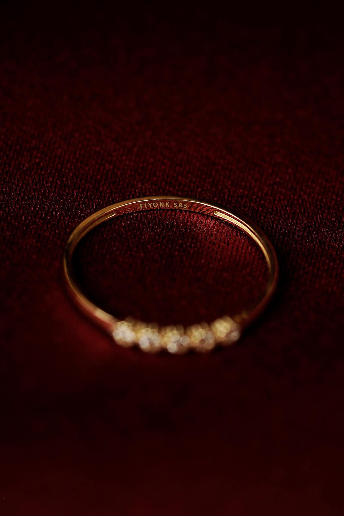14K Gold Floral Five-Stone Ring