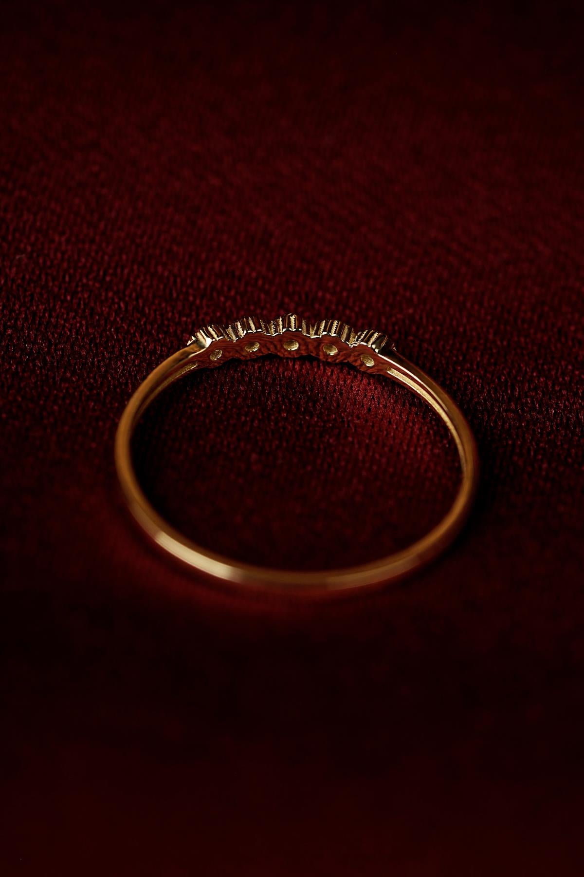 14K Gold Floral Five-Stone Ring