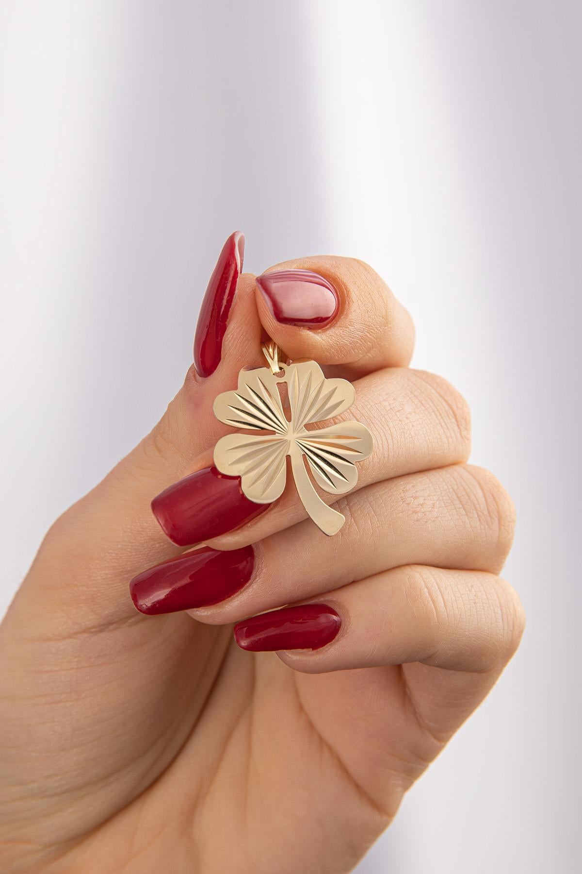 14K Gold Four Leaf Clover Charm