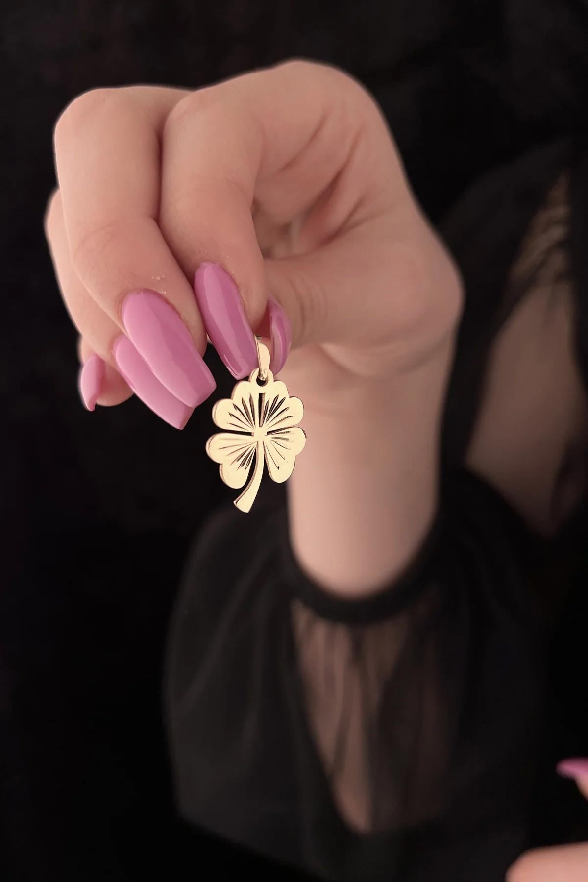 14K Gold Four Leaf Clover Charm