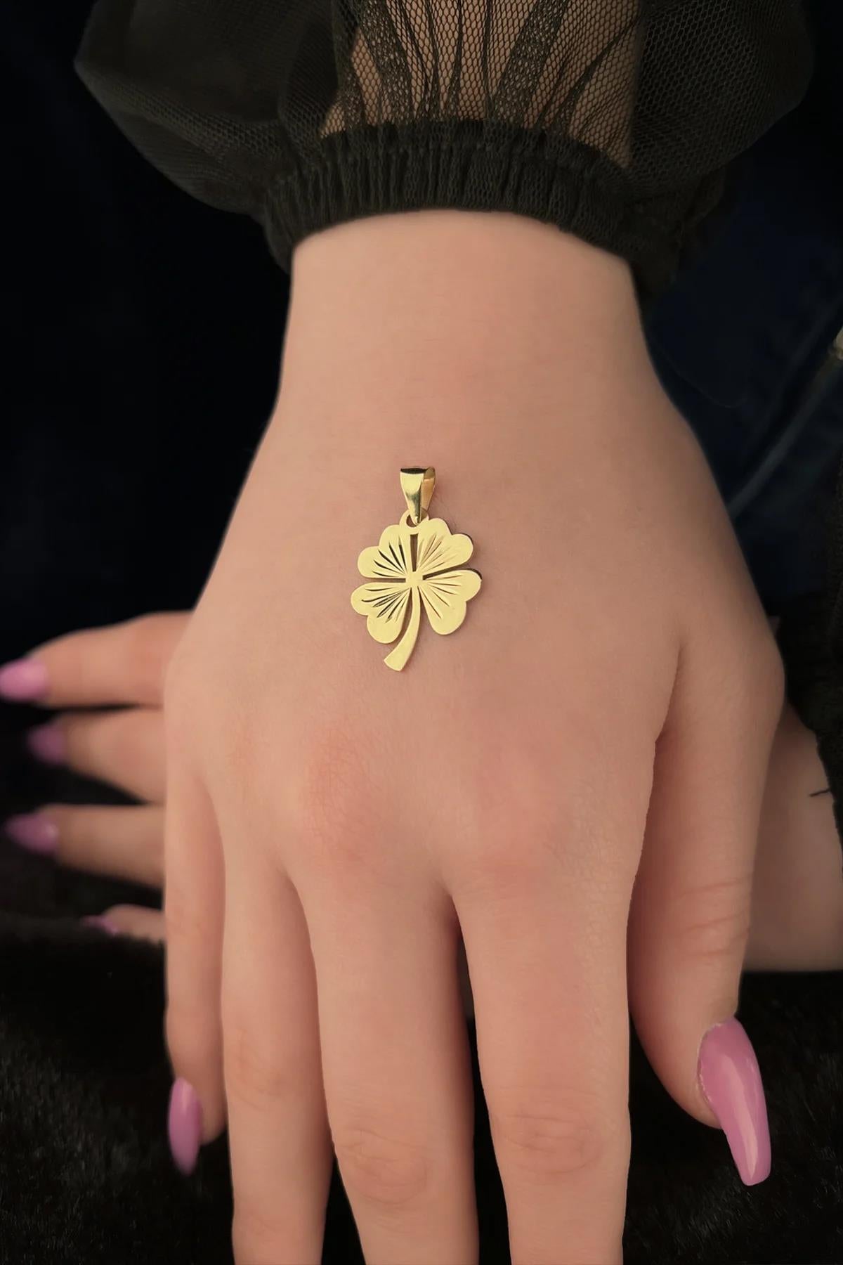 14K Gold Four Leaf Clover Charm