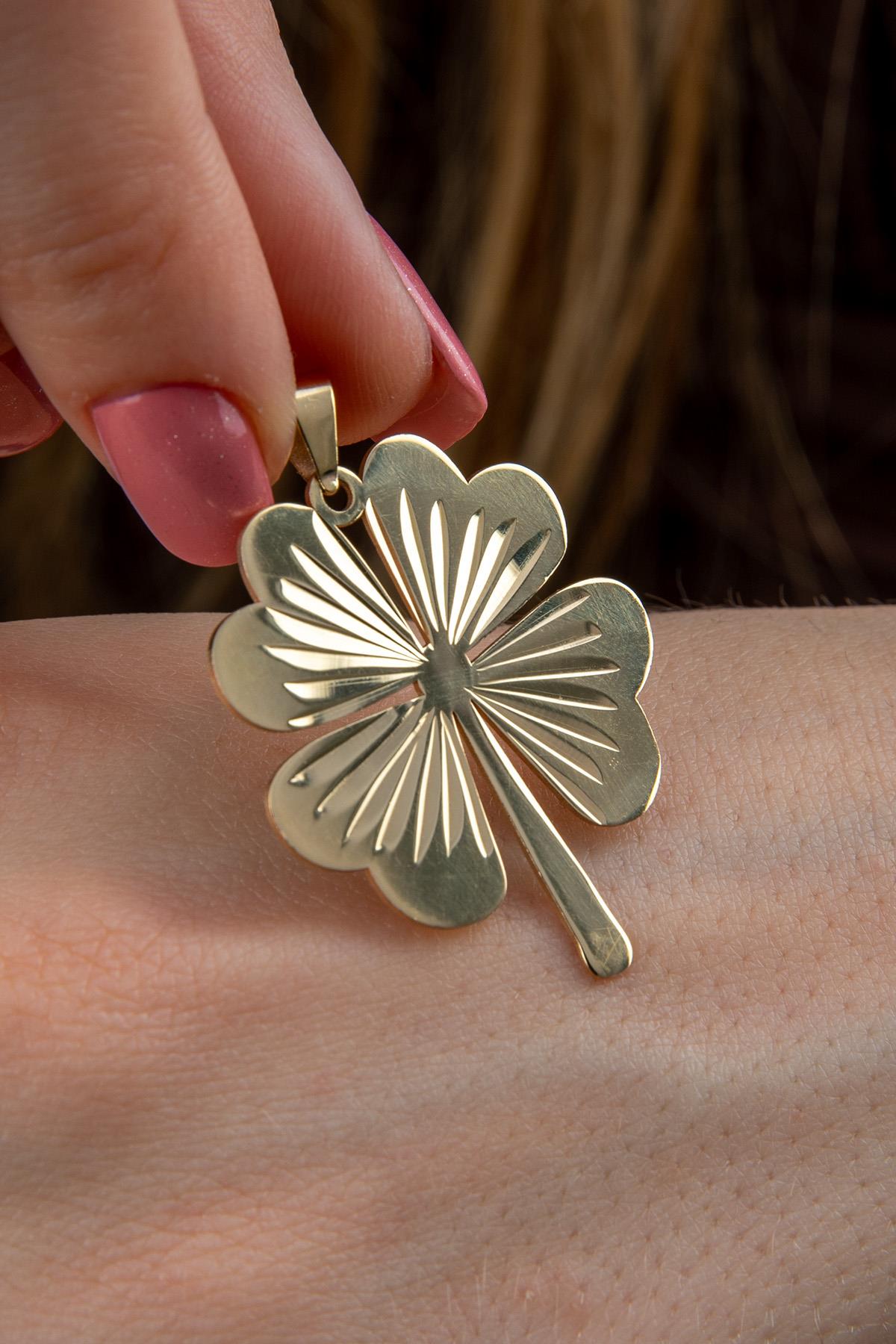 14K Gold Four Leaf Clover Charm