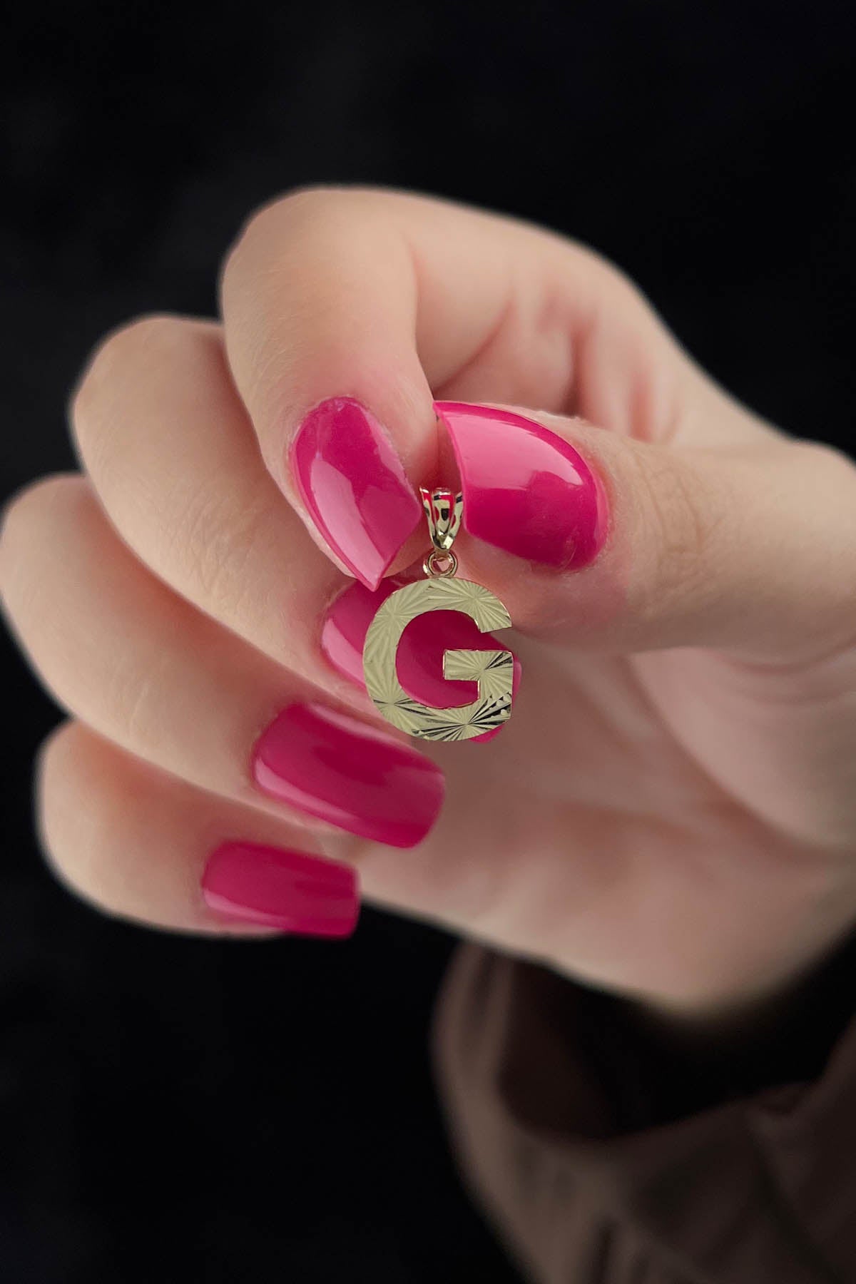 14K Gold G Letter Mini Shine Pendant