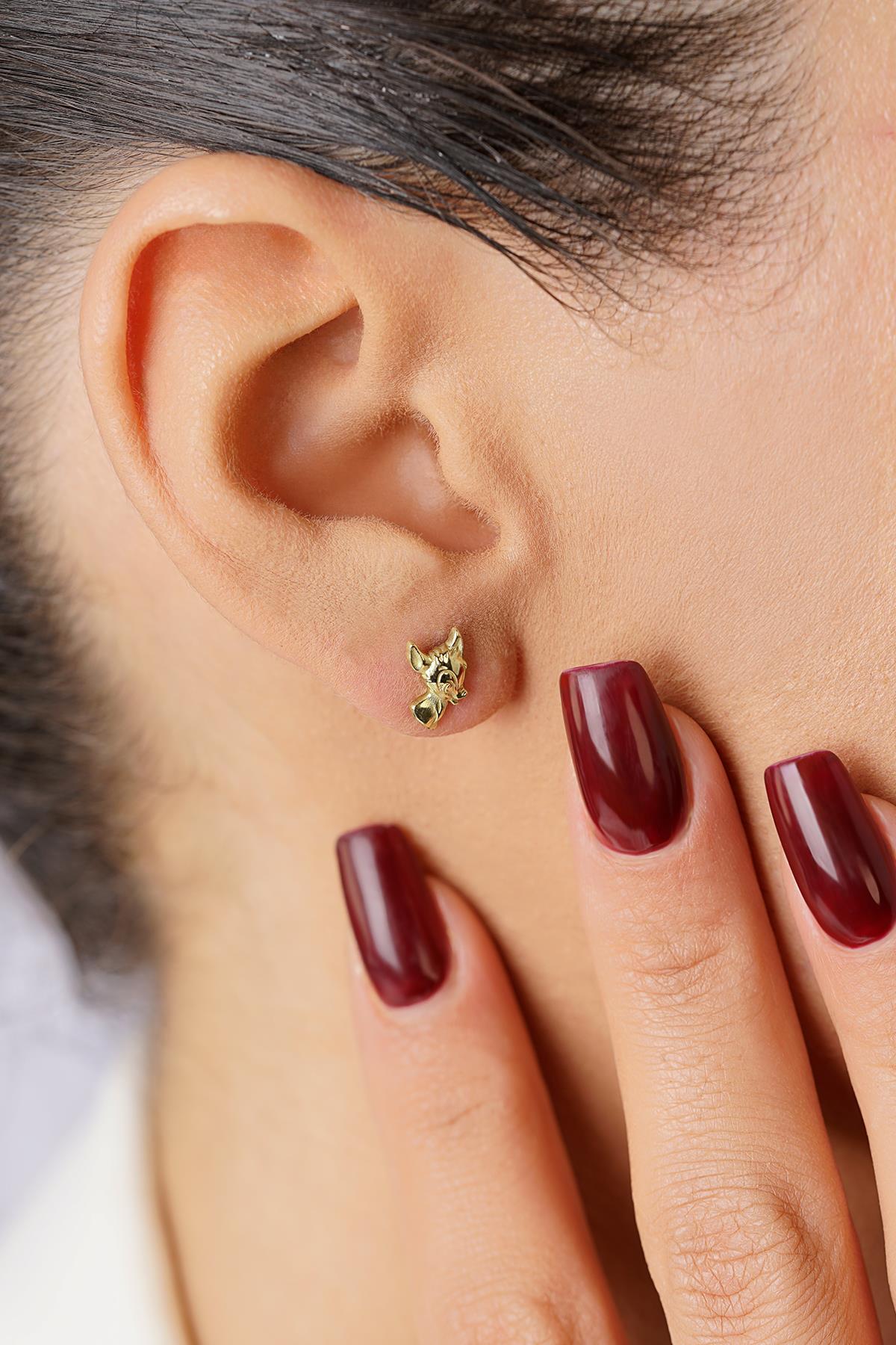 14K Gold Gazelle/Deer Stud Earrings