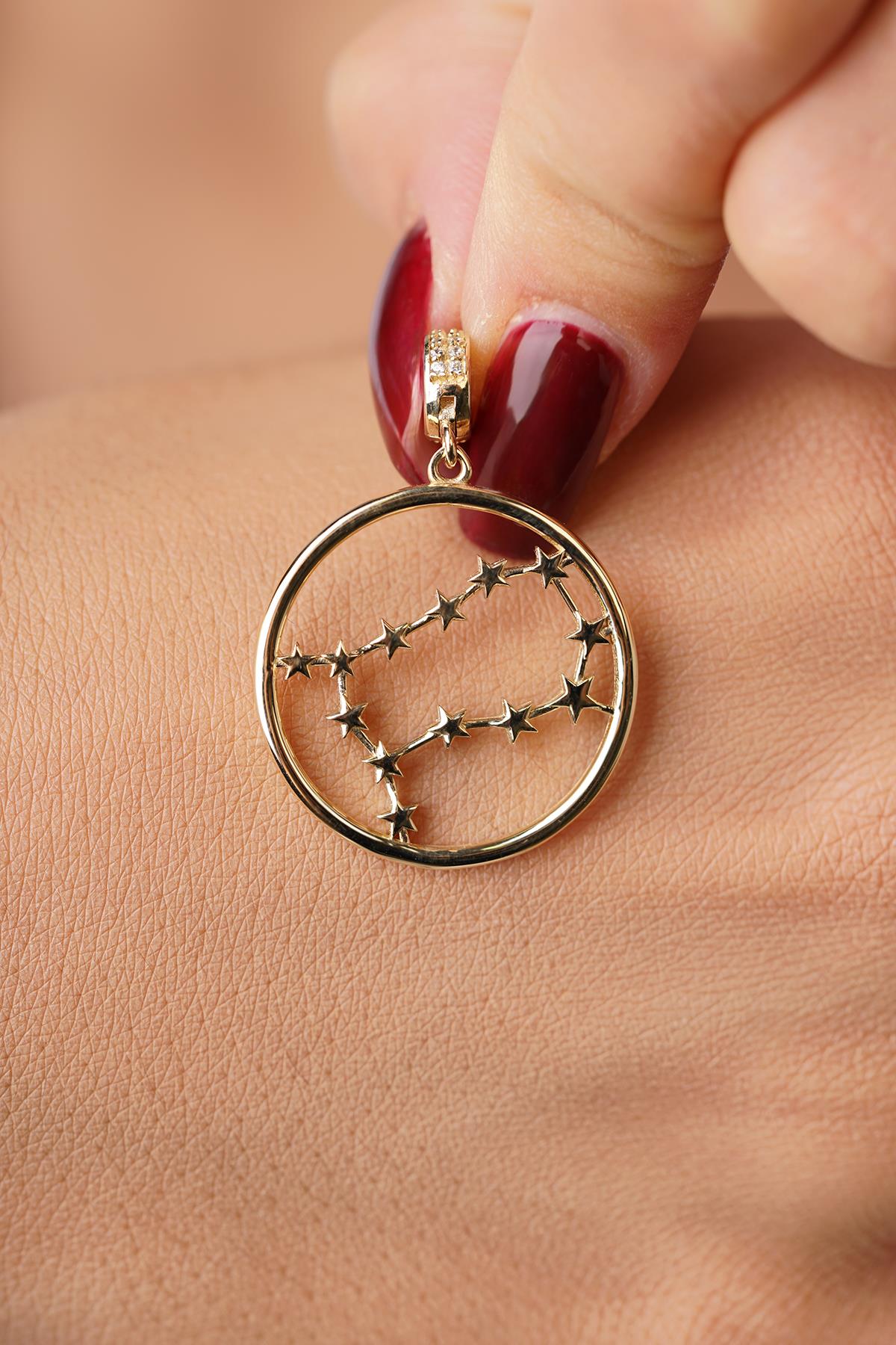 14K Gold Gemini Zodiac Constellation Pendant