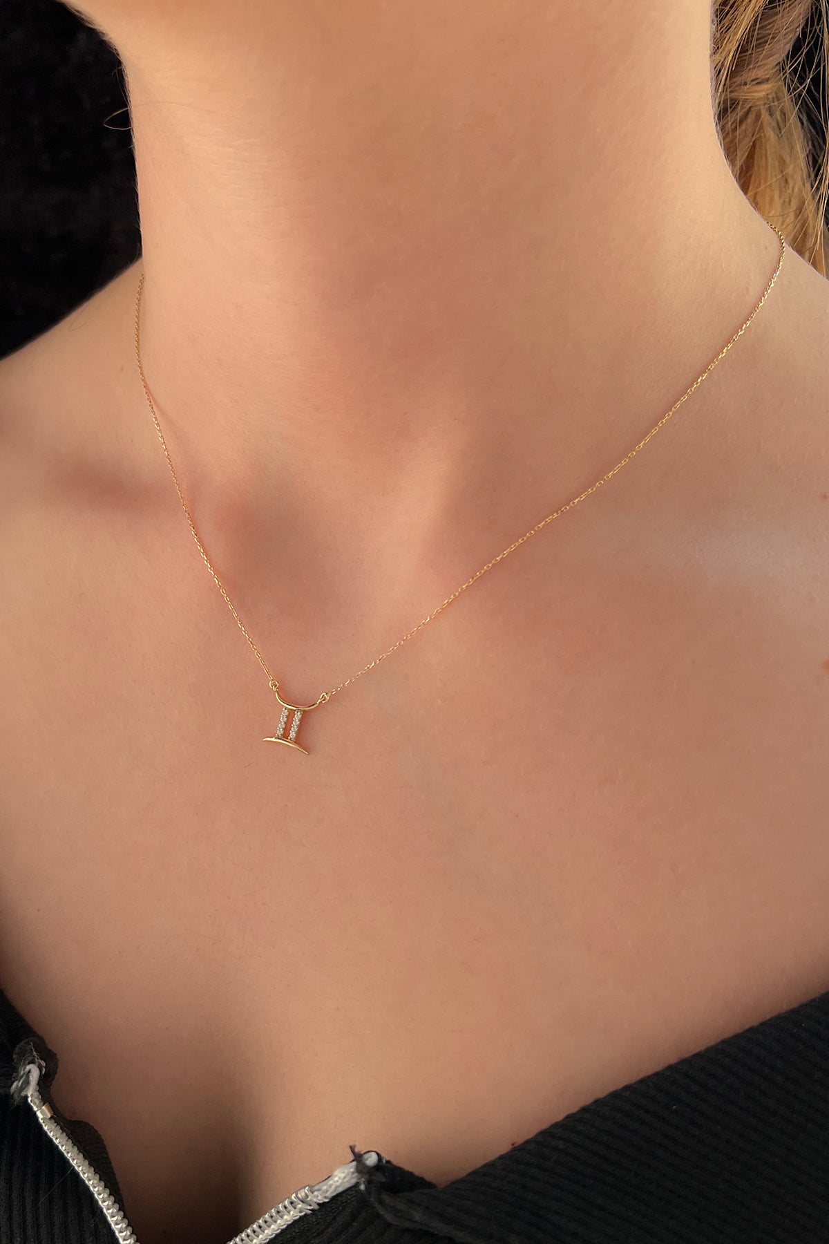 14K Gold Gemini Zodiac Sign Necklace