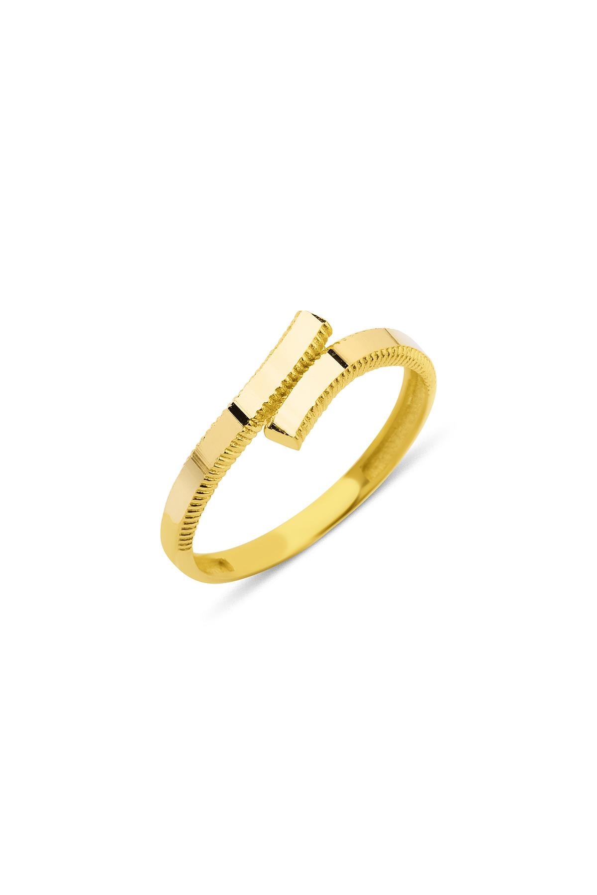 14K Gold Gleaming Double Oval Spiral Ring