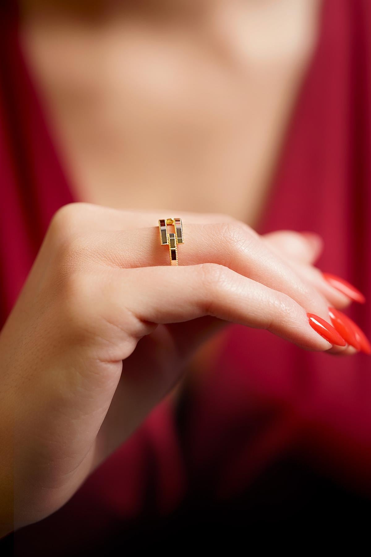 14K Gold Gleaming Double Rip Ring