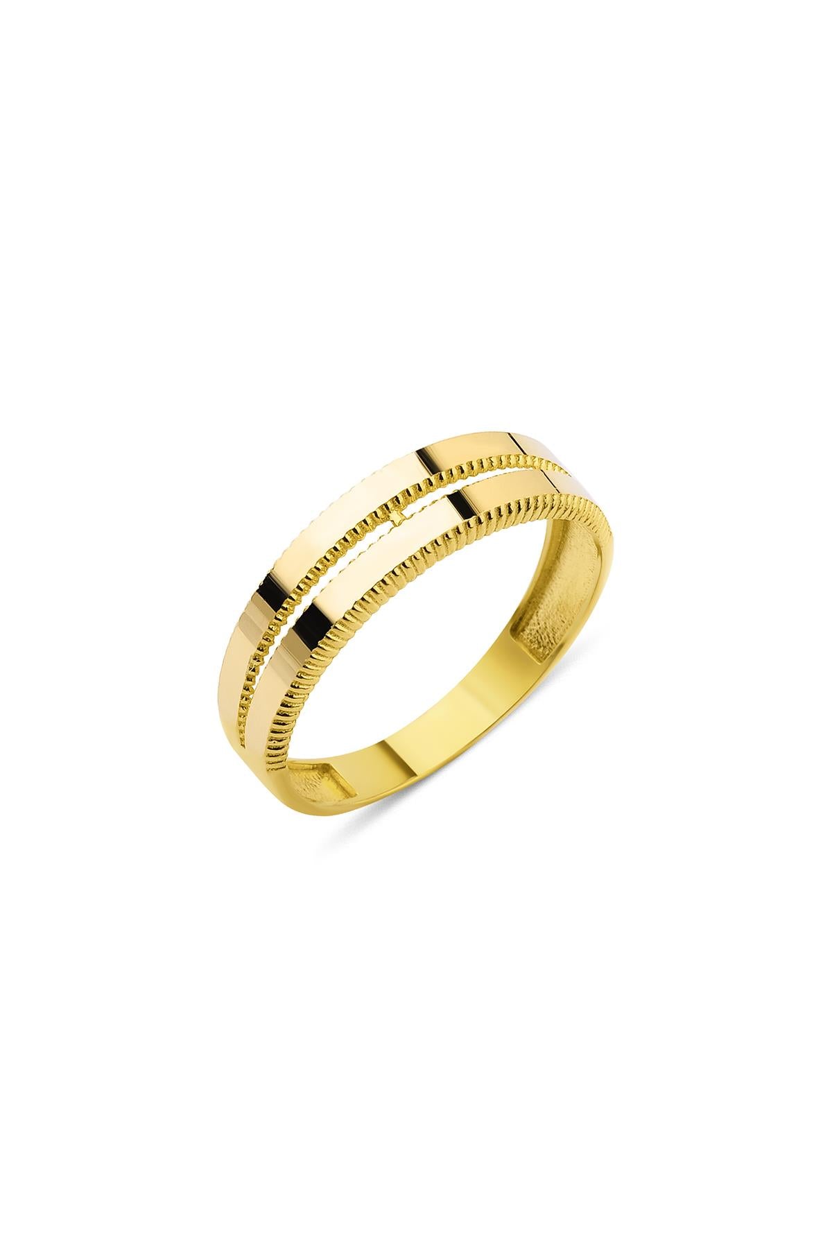 14K Gold Gleaming Double Spiral Ring