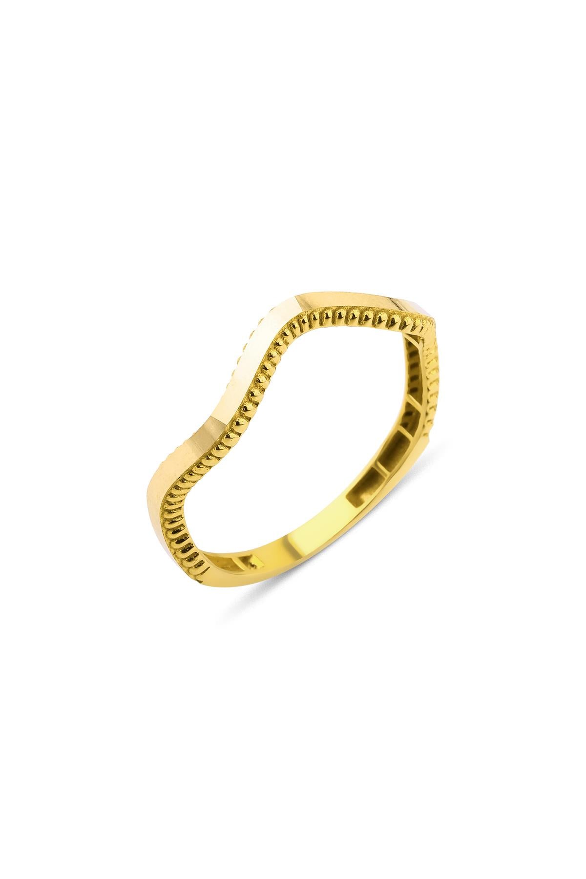 14K Solid Gold Gleaming Zigzag Ring