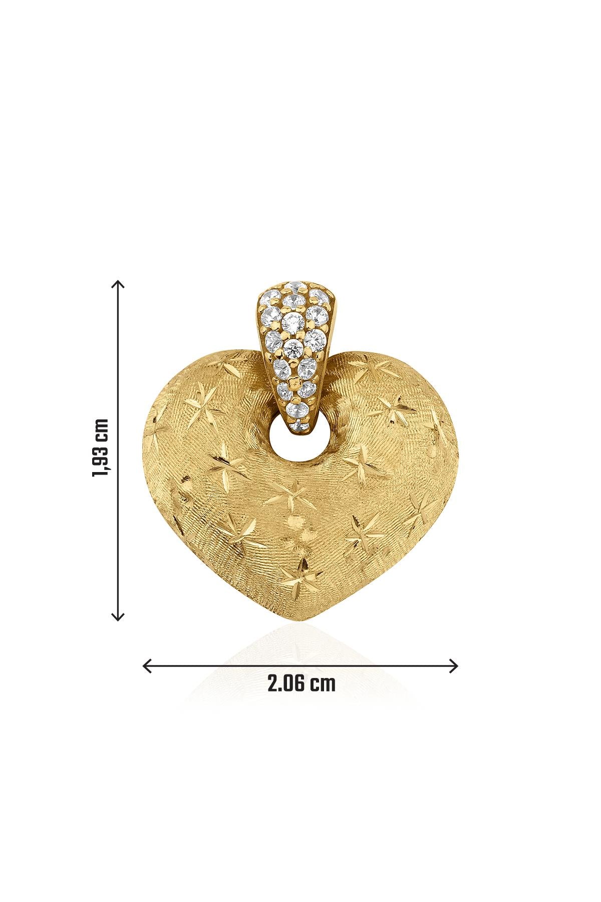 14K Solid Gold Glowing Heart Pendant