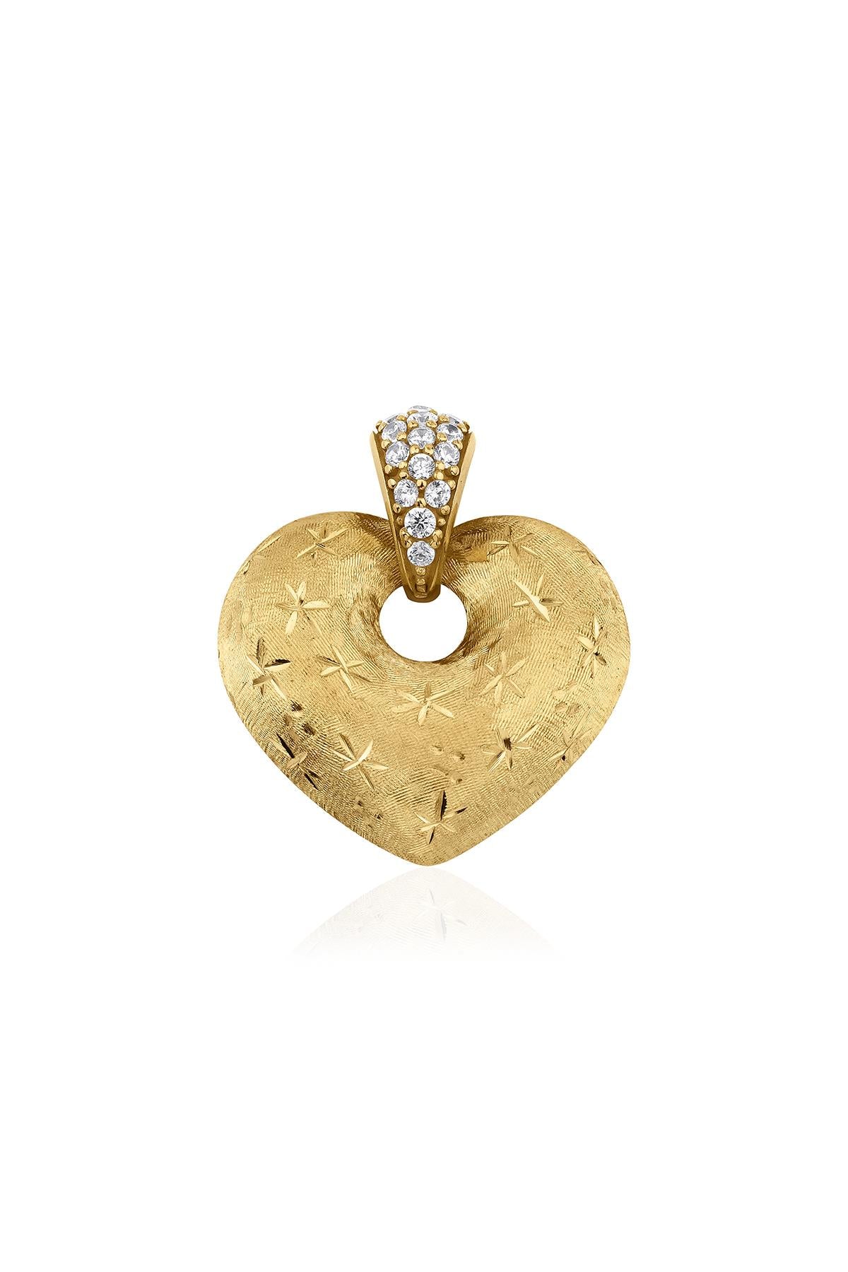 14K Solid Gold Glowing Heart Pendant