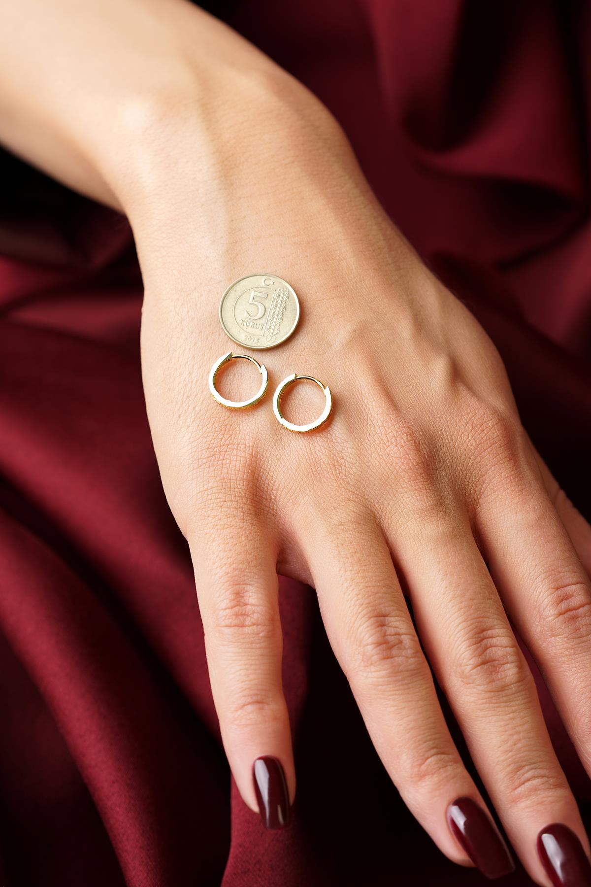 14K Solid Gold Greek Key Meander Hoops