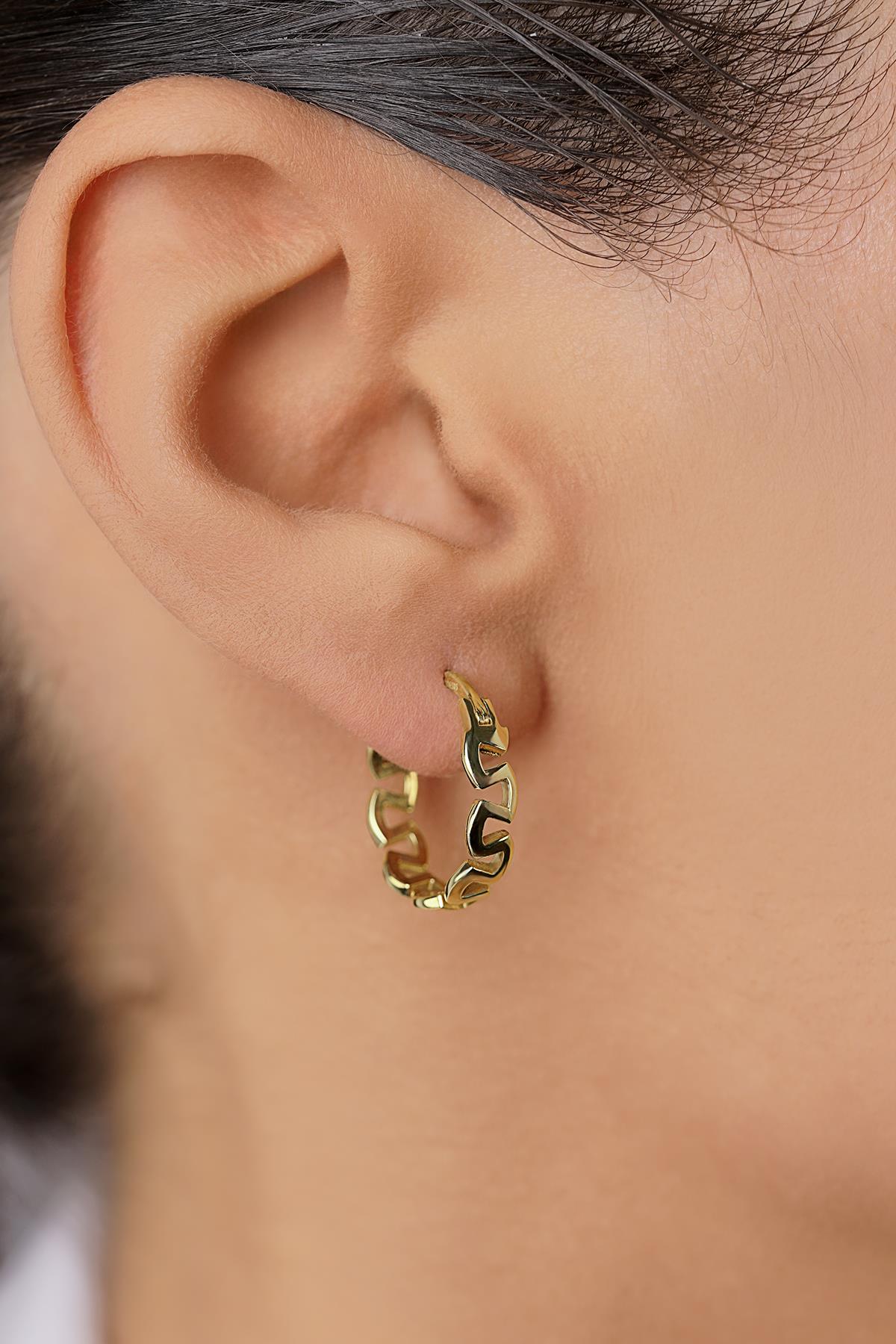 14K Gold Greek Pattern Meander Hoops