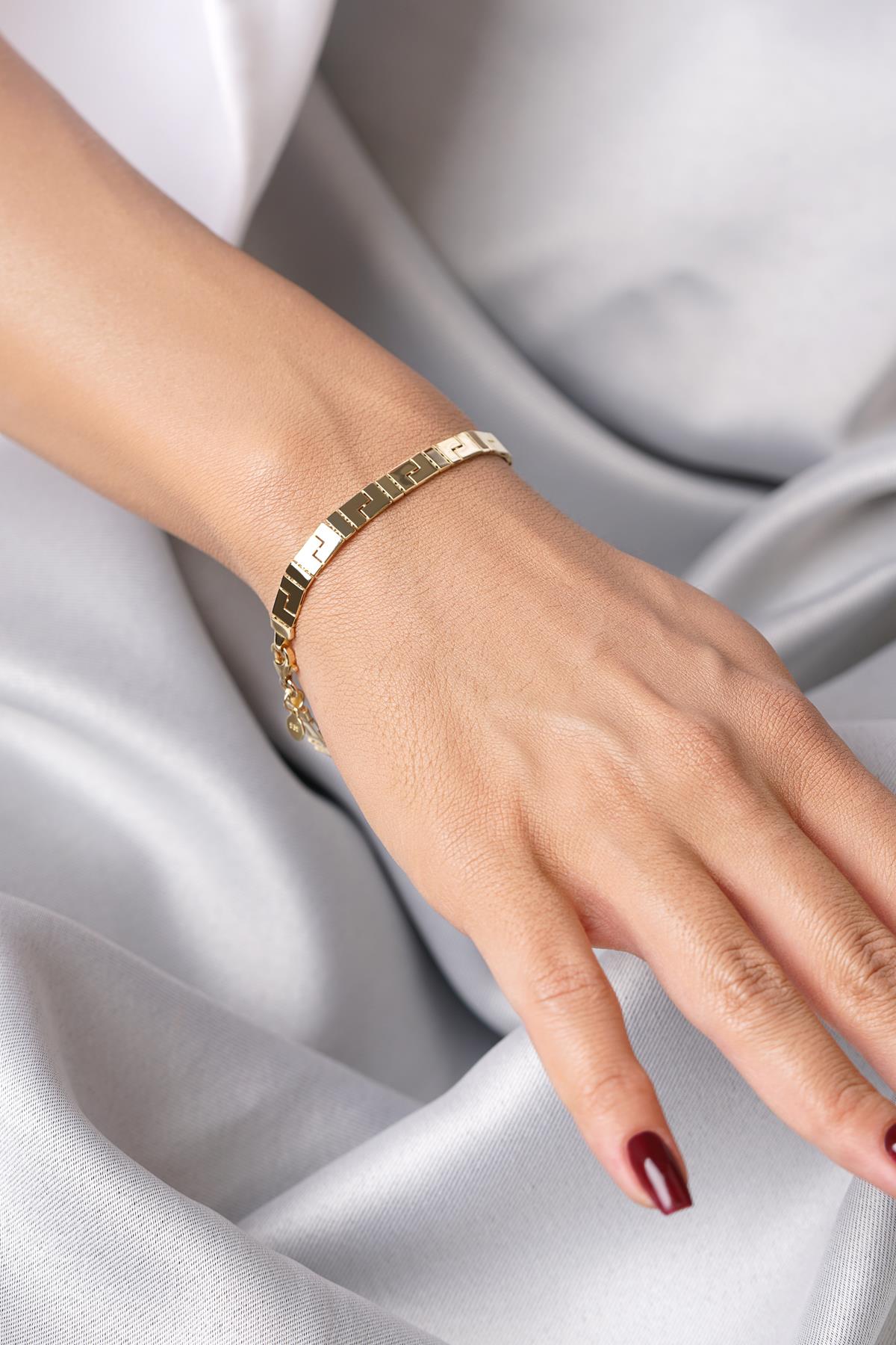 14K Gold Greek Pattern Necklace & Bracelet Set