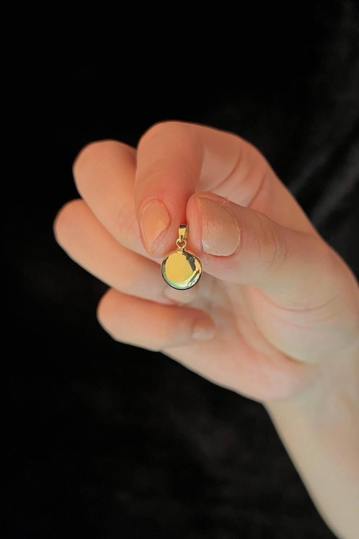 14K Gold Green Faceted Evil Eye Charm